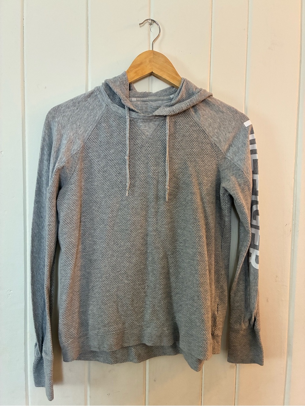 Tommy Hilfiger Men's Gray Waffle-Knit Hooded Sweater